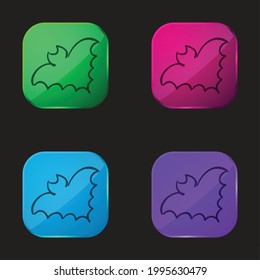 Bat Outline four color glass button icon