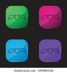 Bat Outline four color glass button icon