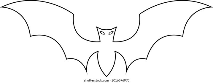 Bat outline vector art and illustration