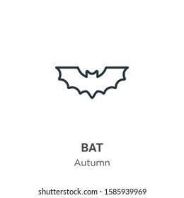 Bat outline vector icon. Thin line black bat icon, flat vector simple element illustration from editable autumn concept isolated on white background