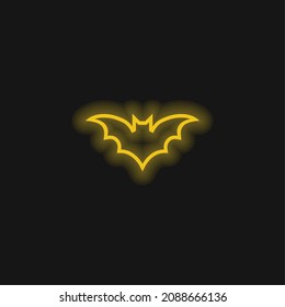 Bat Outline yellow glowing neon icon