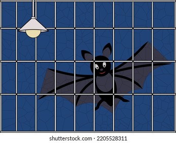 Bat Outside the Window in Dusk