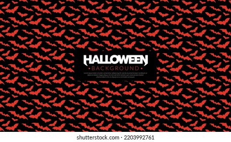 Bat pattern on black background. Halloween concept. Bats orange flying template wallpaper.