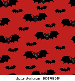 Bat pattern on a red background. Vector image, eps 10