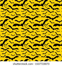 Bat pattern on yellow color customized. Halloween symbol vector for greeting card, tissue, banner, print, party invitation, t-shirt, social media. 