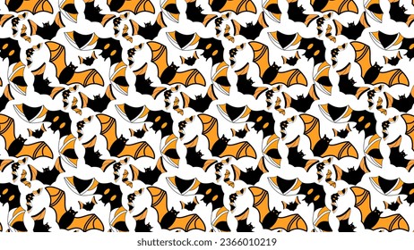 BAT PATTERN SEAMLESS HALLOWEEN DECORATION DESIGN BACKGROUND VECTOR