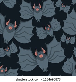 Bat pattern seamless. Night animals ornament. Vector background