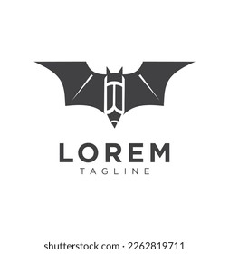 bat with pencil logo design vector symbol icon sign illustration creative idea