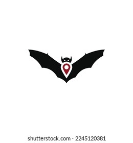 Bat Pin logo vector is simple and modern, suitable for transportation, tourism, tourist, health, medical or any business related to bat animal and pin.