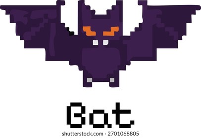Bat Pixel Art. 8 bit. Simple Object Retro