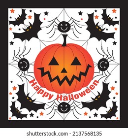 Bat and Pumpkin, Halloween Greeting Card