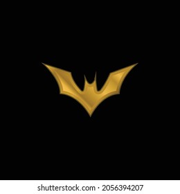 Bat With Raised Wings gold plated metalic icon or logo vector
