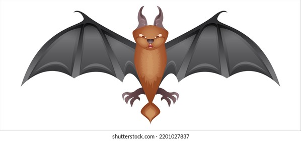Bat in realistic style. Helloween autumn holiday. Colorful vector illustration isolated on white background.