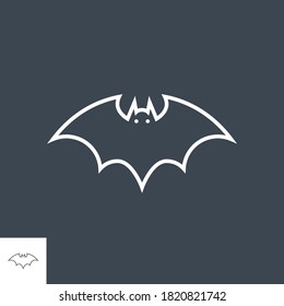 Bat related vector thin line icon. Isolated onblack background. Editable stroke. Vector illustration.