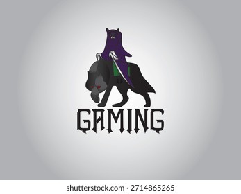 Bat Riding Black Wolf – Dark Fantasy Gaming Mascota Logo