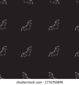 Bat seamless pattern, Bats flying on dark background, Halloween seamless pattern.	