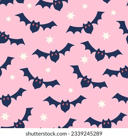 Bat seamless pattern. Cute Halloween concept. 