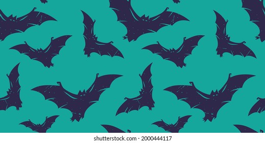 Bat seamless pattern with scary horrible for halloween holiday design. October party banner, poster or postcard