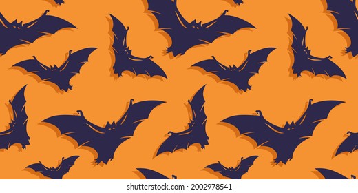 Bat seamless pattern with scary horrible for halloween holiday design. October party banner, poster or postcard
