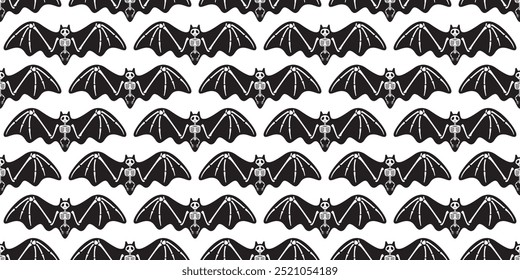 bat seamless pattern skeleton Halloween bone skull flying wing vector vampire ghost spooky cartoon doodle gift wrapping paper tile background repeat wallpaper scarf isolated devil evil illustration de