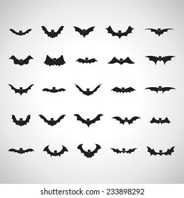 Bat Set - Isolated On Gray Background - Vector Illustration, Graphic Design Editable For Your Design