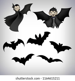Bat set for object halloween day