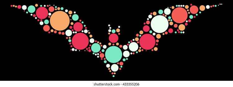 bat shape vector design by color point