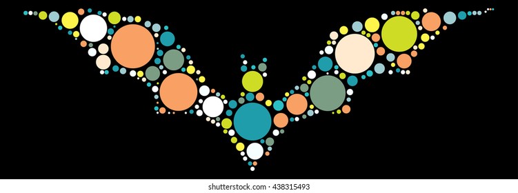 bat shape vector design by color point