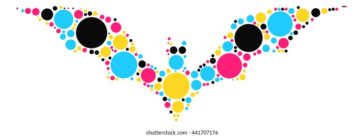 bat shape vector design by color point