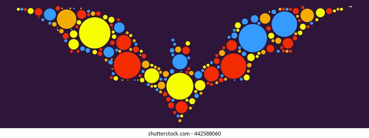 bat shape vector design by color point