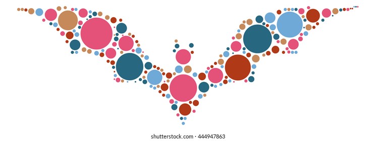 bat shape vector design by color point