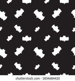 Bat shape vector illustration. Seamless pattern design template. Black and white color theme.