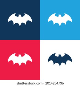 Batería con alas nítidas Silueta azul y rojo cuatro colores conjunto de iconos mínimo