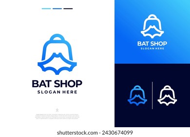 Bat shop bag combine modern logo design