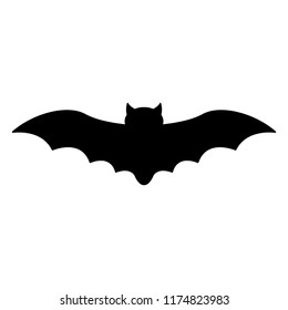 Bat Silhouette - Black flying bat silhouette isolated on white background