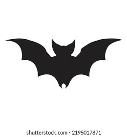 Bat Silhouette, Black flying bat silhouette isolated on white background, vector halloween.