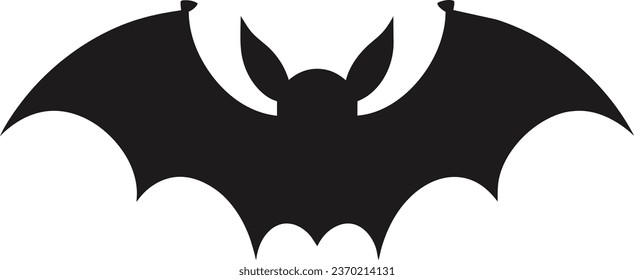 Bat Silhouette - Black flying bat silhouette isolated on white background
