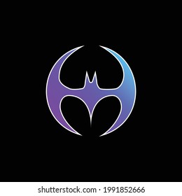 Bat Silhouette Black Shape With Wings Forming A Circle blue gradient vector icon