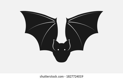 Bat silhouette black and white vector icon.