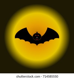 bat silhouette cartoon halloween  beautiful on yellow background. Vector illustration