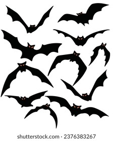Bat silhouette collection for halloween vector