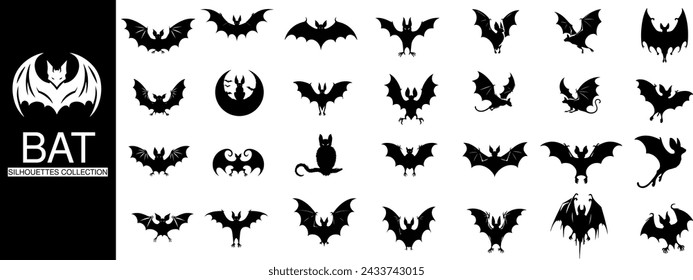 Bat Silhouette Kollektion, die das geheimnisvolle und dynamische Profil dieser nachtaktiven Kreaturen in einer künstlerischen und minimalistischen Form zeigt