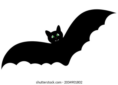 Bat Silhouette Cute Toothy Glowing Eyes Stock Vector (Royalty Free ...