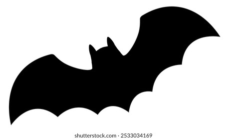 Bat silhouette design as Halloween illustration with transparent background, dark bat for Halloween