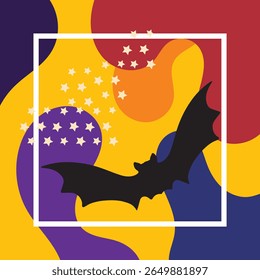 .Bat silhouette geometric background with abstract style vector illustration