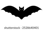 Bat. Silhouette. Glowing eyes. Direct look. Vector illustration. Isolated white background. Flat style. Halloween symbol. Vampire animal. Bloodsucking mammal. Carrier of dangerous infections. 