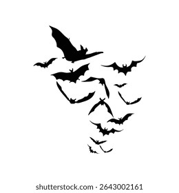 Bat silhouette icon flying upward motion
