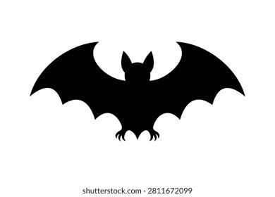 Bat Silhouette Icon Vector Illustration with Flying Nocturnal Animal Symbol for Halloween, Nature and Wildlife Design