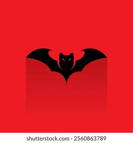 bat silhouette icon vector with red color background