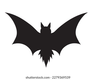 Bat silhouette isolated on white background. Halloween icon. Vector illustration.Tattoo design.Bat icon on white background.